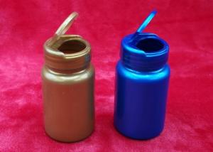 Wholesale Blue 100ml Round Plastic Bottles , Flip - Top Cap Colored Pill Bottles from china suppliers