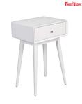 French White Contemporary Bedroom Furniture Wood Rory One Drawer Side Table