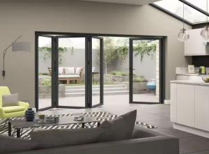 Wholesale Heat Insulation Aluminium Fold Door Double Triple Glazed Exterior Folding Main Door from china suppliers