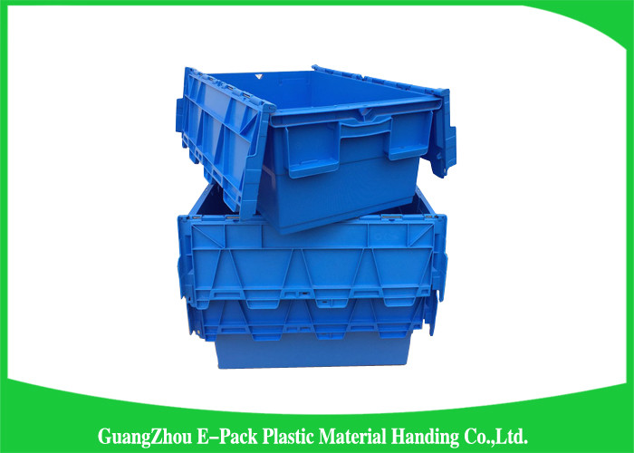 Storage Containers With Attached Lids 43L , Warehouse Heavy Duty Storage Boxes