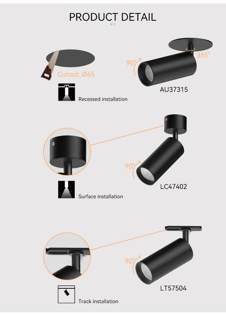 Plastic Black Surface Mounted Downlight 2700K-3000K-DTW Environmentally Friendly