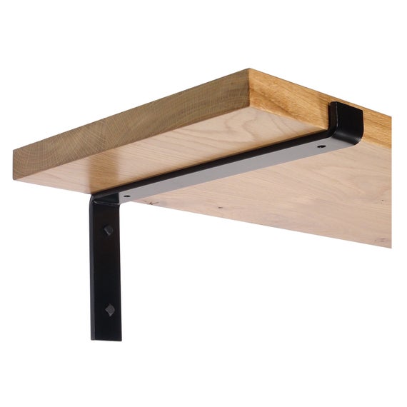 Shelf Brackets Heavy Duty Frosted Black Wall Bracket with Lip for Floating Shelves Rustic Iron Metal Shelf Bracket
