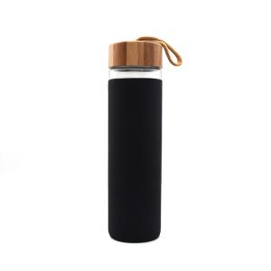 Wholesale Silicone Sleeve Bamboo Lid 600ml BPA Free Glass Water Bottle from china suppliers