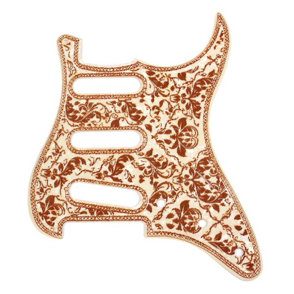3Ply 11-Hole SSS Electric Guitar Pickguard yellow Pearl Flower Patter Scratch