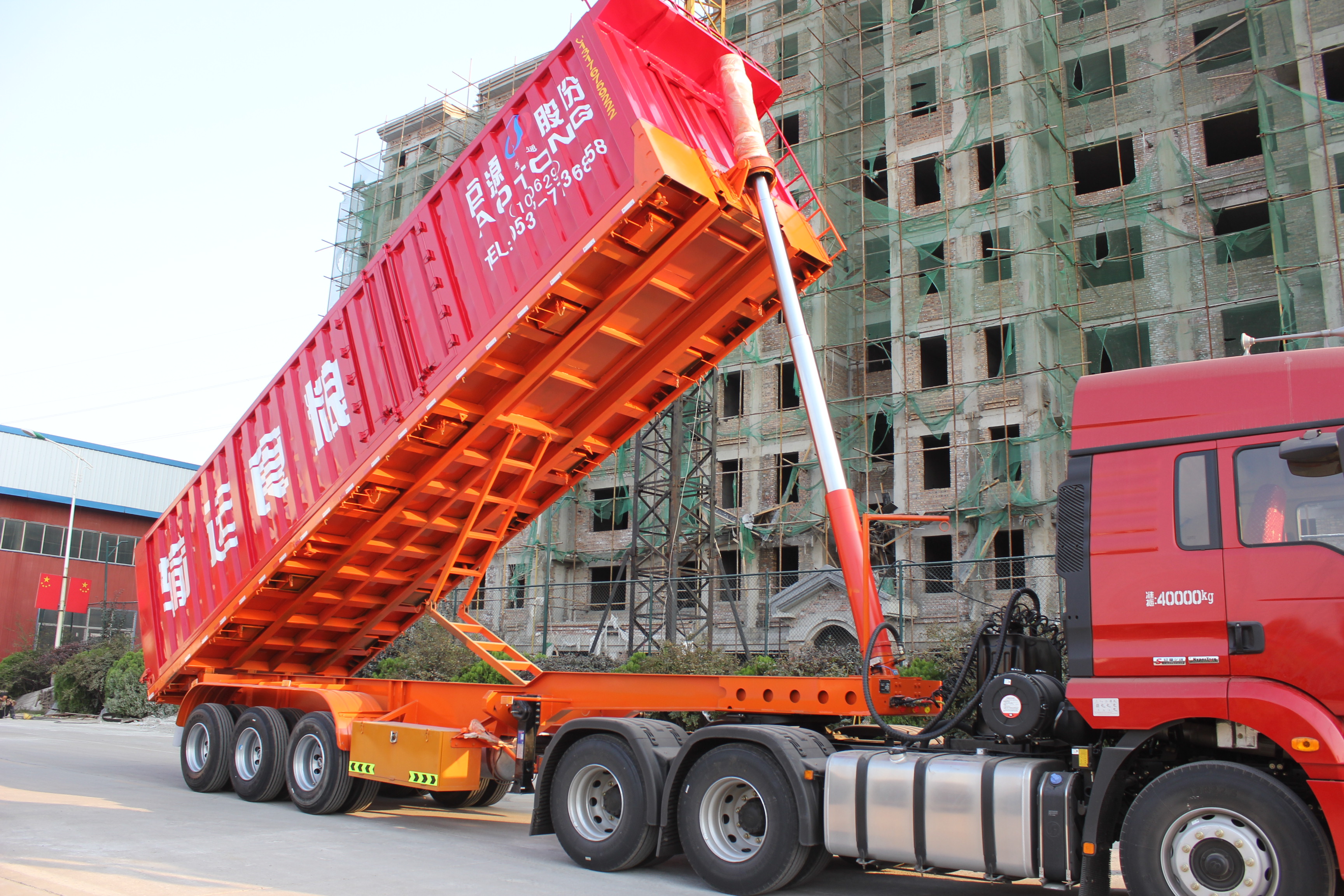 40 Tons 40 Cubic Meter Container Tipper Truck Semi Trailer Featuring 10 Leaf Spring