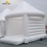 Adults Wedding White Inflatable Bouncy Castle PVC Custom Logo With Top Roof