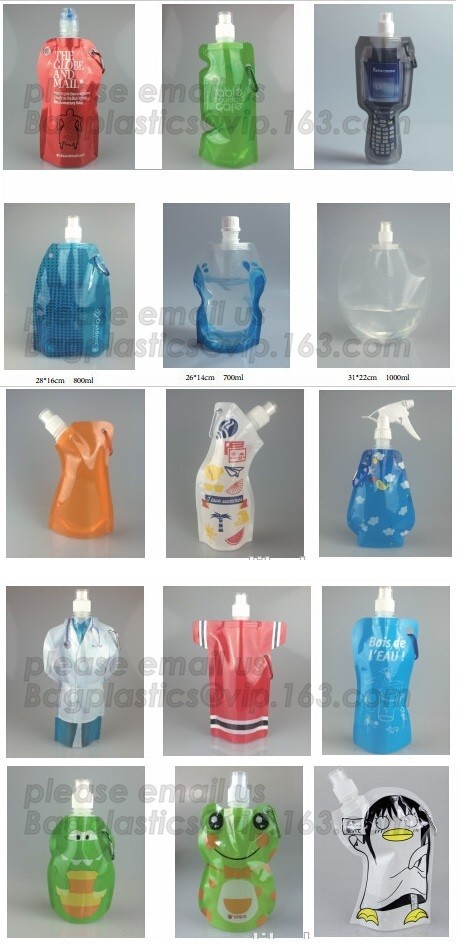 Environmental Cartoon Foldable Water Bottle Bag,BPA Free Plastic Custom Logo Printed Bottle Foldable Drinking Collapsibl