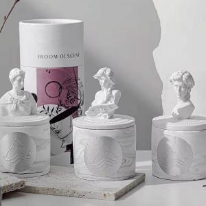 China AROMA Custom Decorative Candles Fragrance Greek Sculpture David Statue Vessels Candles Scented Ceramic Candle Jar With L on sale