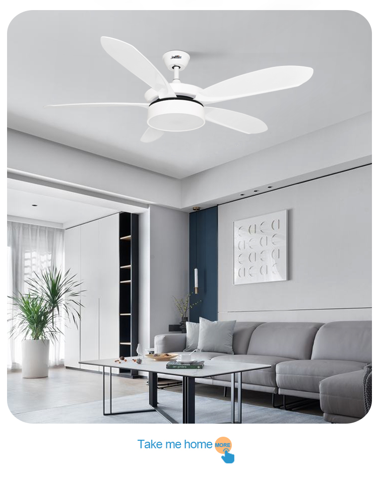 110-240V/50Hz-60Hz 5 ABS White Blades Ceiling Fan with LED Lights and Remote Control
