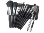 ODM Eco Friendly Black Cosmetic Makeup Brush Set Wooden Handle