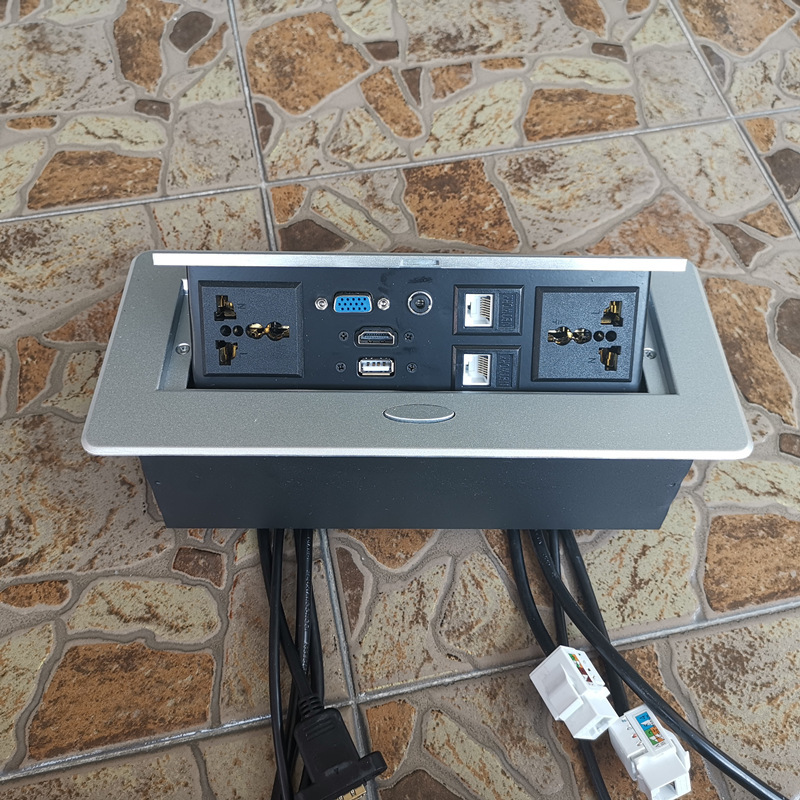 Vertical Table Desk Power Outlet with Pneumatic Automatic Multimedia Data Pop Up Socket
