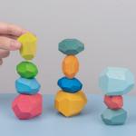 Rocks 190g Baby Building Blocks Wooden Stones Sets Montessori