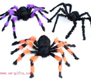 Wholesale Halloween Supplies Props Decoration Black Flower Plush Spider Plastic Spider from china suppliers