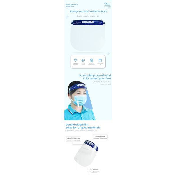 OEM ODM Medical Protective Face Shield With Elastic Band And Sponge Headband