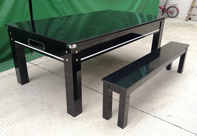 7FT Pool Game Table Dining Table Bench Wood Dinning Billiard Table
