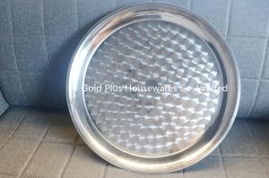 Wholesale 30cm Tableware dish kitchen accessories wholesale stainless steel round steak plate tray custom logo serving tray from china suppliers