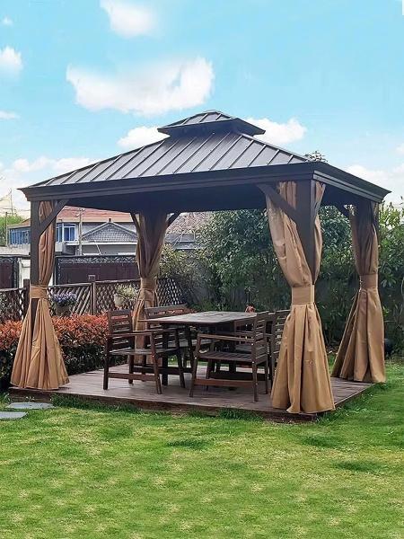 Luxury Patio Lawn Garden Outdoor Metal Pavilion Pergola Waterproof with Steel