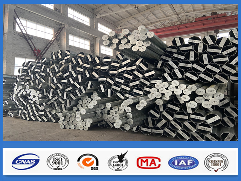 127mm Galvanized Octagonal Shape Steel Pole 35ft Tensile Strength 355Mpa