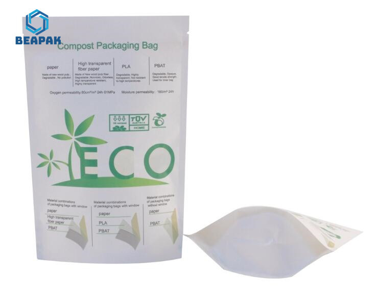 Aluminum Foil Biodegradable Stand Up Kraft Zipper Pouch Bags