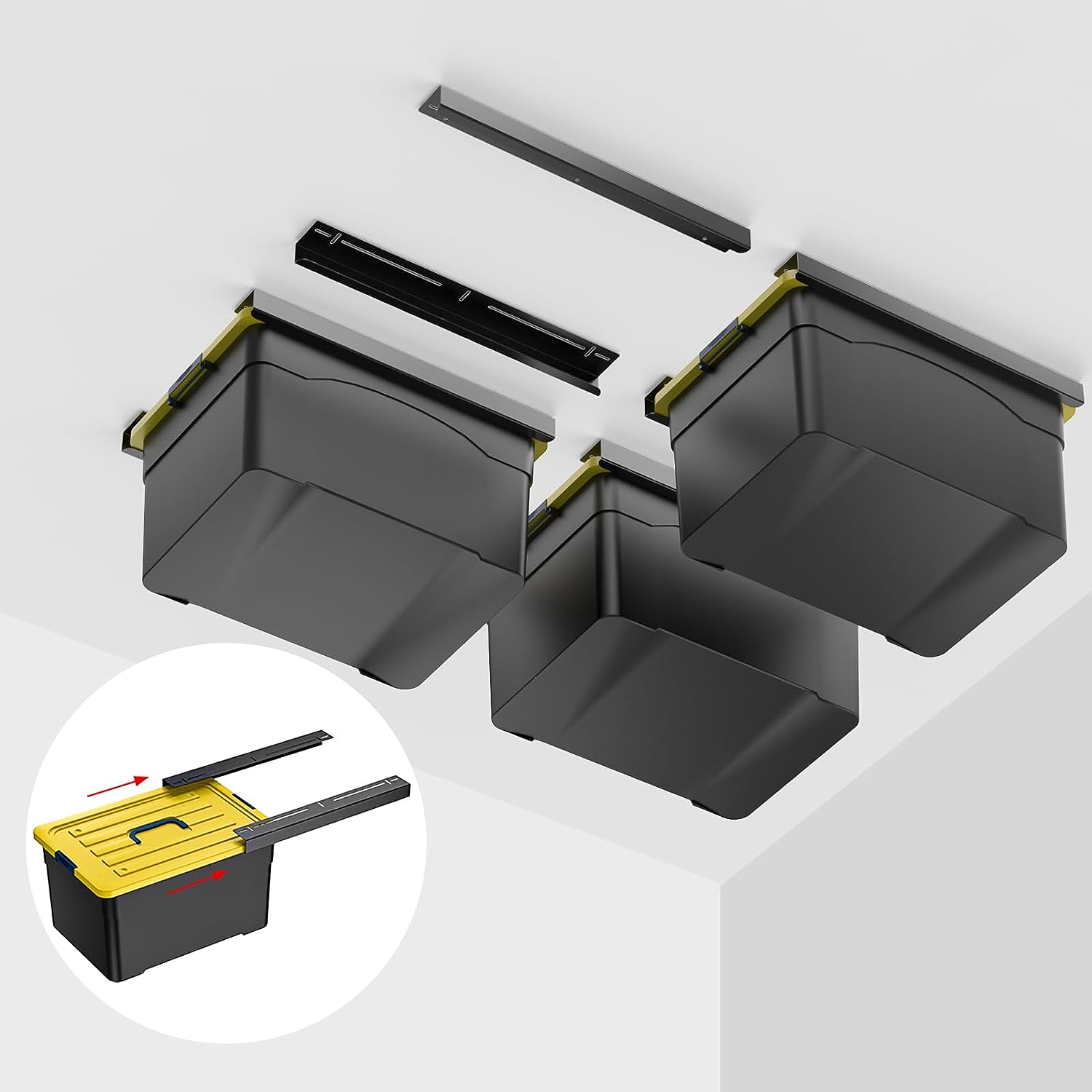 Efficiently Organize Your Garage with Garage Storage Alloy Steel Overhead Tote Slide