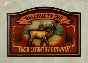 Wholesale Antique Wood Wall Plaque Signs Hunting Club Wall Sign Resin Deer Wall Mounted Plaques from china suppliers