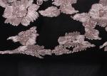 Fashion Chenille Embroidered Lace Fabric , Polyester Mesh Fabric For Dresses