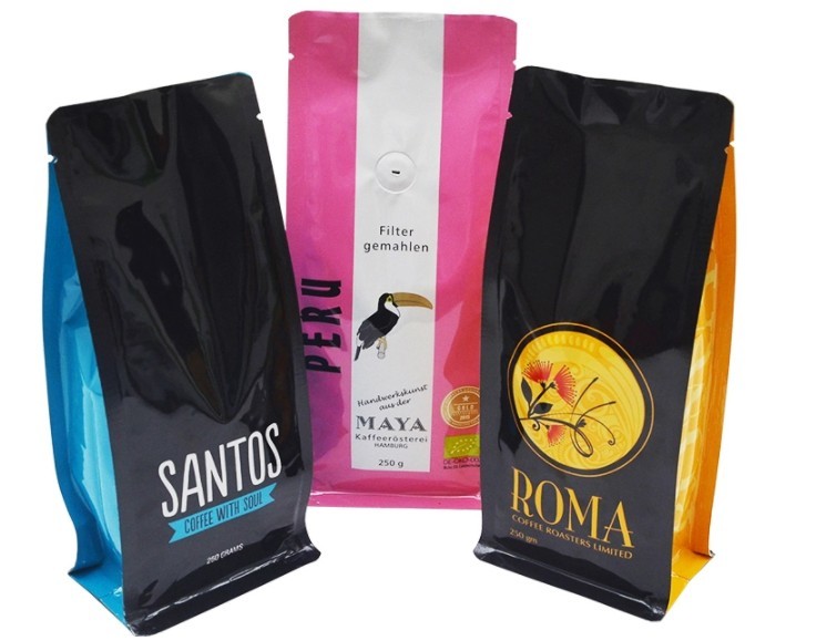 Side gusset Matte black aluminum foil Ziplok coffee Packaging Bags