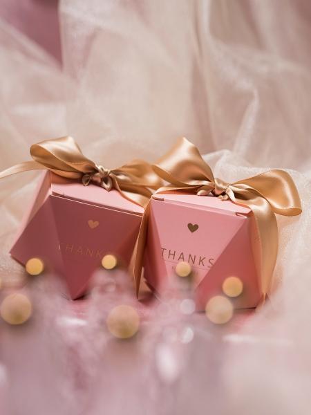 Pink European Type Fancy Paper Boxes Folding Food Candy Packaging For Wedding