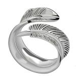 925 Silver Feather Ring Vintage Plume Adjustable Opening Band Ring (011231W)