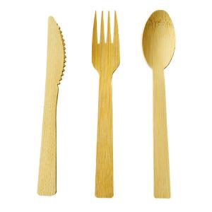 China 100% Bamboo Utensils Disposable Cutlery Sets Biodegradable Heavy Duty on sale