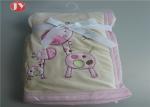 Cartoon Animal Premium Minky Baby Blanket Embroidered Reversible Knitted