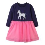 Girls Lace Embroidered Print Long Sleeve Dress Children'S Dress Clothing