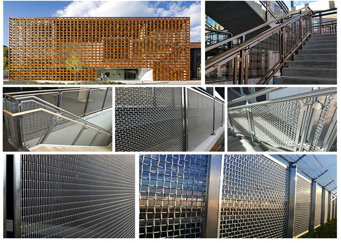 17.5mm Architectural Woven Wire Mesh Facades Perforated Metal Mesh Screen 1.5mm