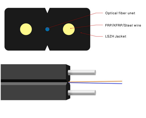 Single Mode 8 Core FTTH Fiber Optic Drop Cable