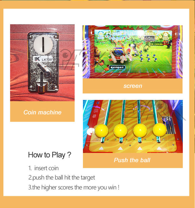 Children Mania Video Ticket Redemption Games Machine Push Ball Hitting Screen