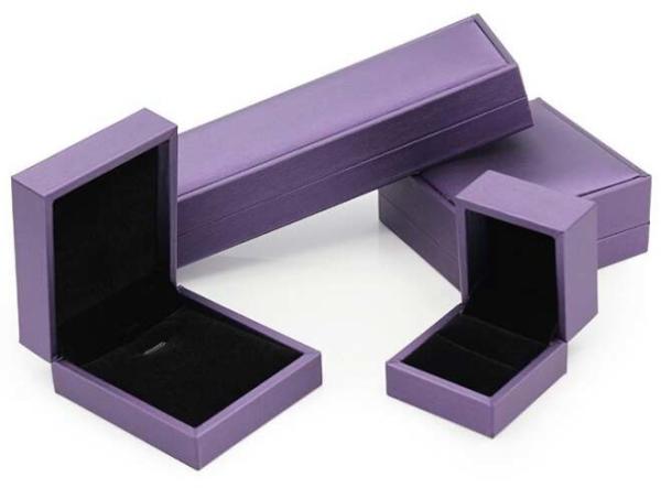 High End Leather Jewelry Box Purple Covering Transparented Acrylic With Paint