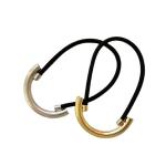 Black Stretchy Hair Ties Metal Ponytail Holder Girls Gifts Geometric 4.5x2.5cm