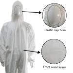 White S-5XL CE Certified Type 5/6 Micro-Porous Hooded Coveralls for Safety