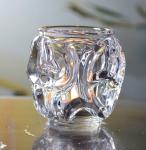Heavy Duty Unique Ribbed Glass Candle Holders , Clear Glass Candle Holder For