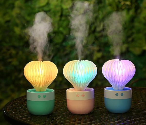 Mini Humidifier 7 Color Night Light Ball Cactus Air Humidifiers USB Desktop