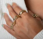 Stunning Baroque 14K Gold Gradient Twist 925 Sterling Silver Women's Ring