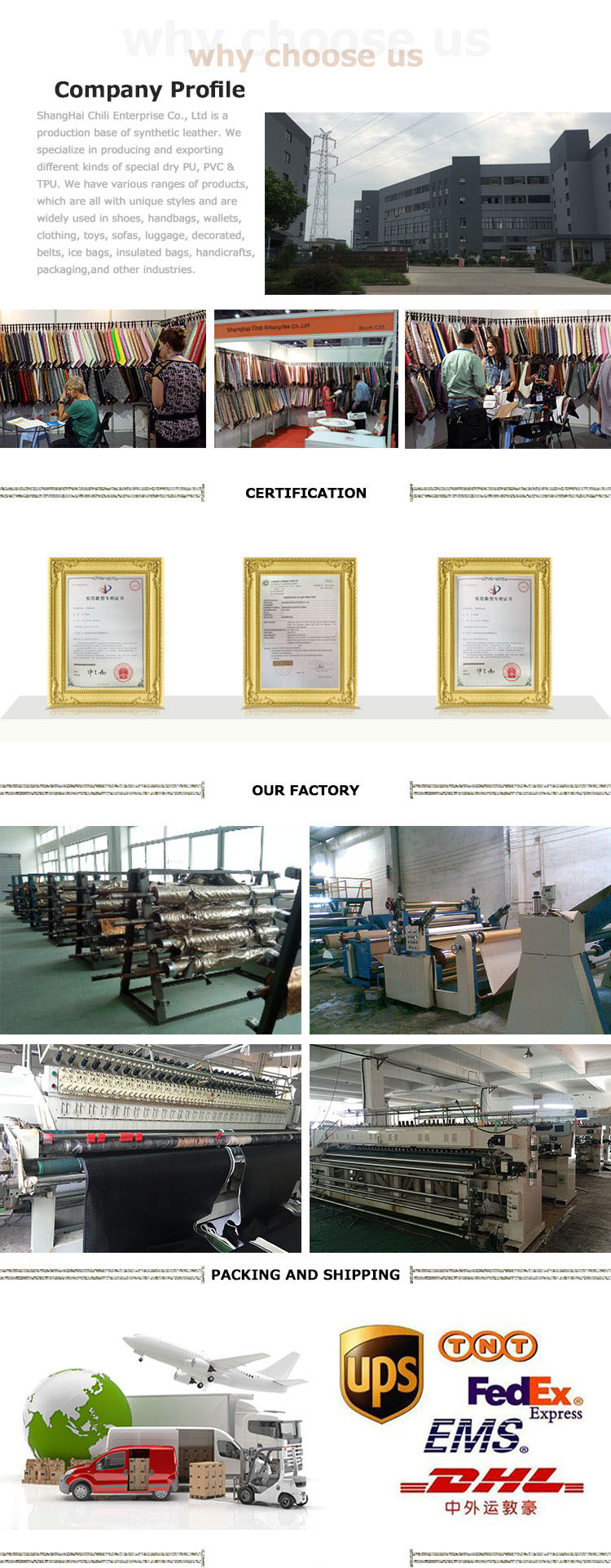 Decoration Leather Look Fabric Unshrinkable Garment Bags Application Waterproof