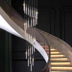 Simple stairwell long crystal column chandelier High ceiling attic residential