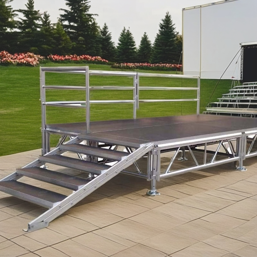 Adjustable Aluminum Folding Stage Platform With Alloy Stair Rise