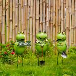 Durable Animal Garden Ornament Anthropomorphic Metal Frog Yard Art