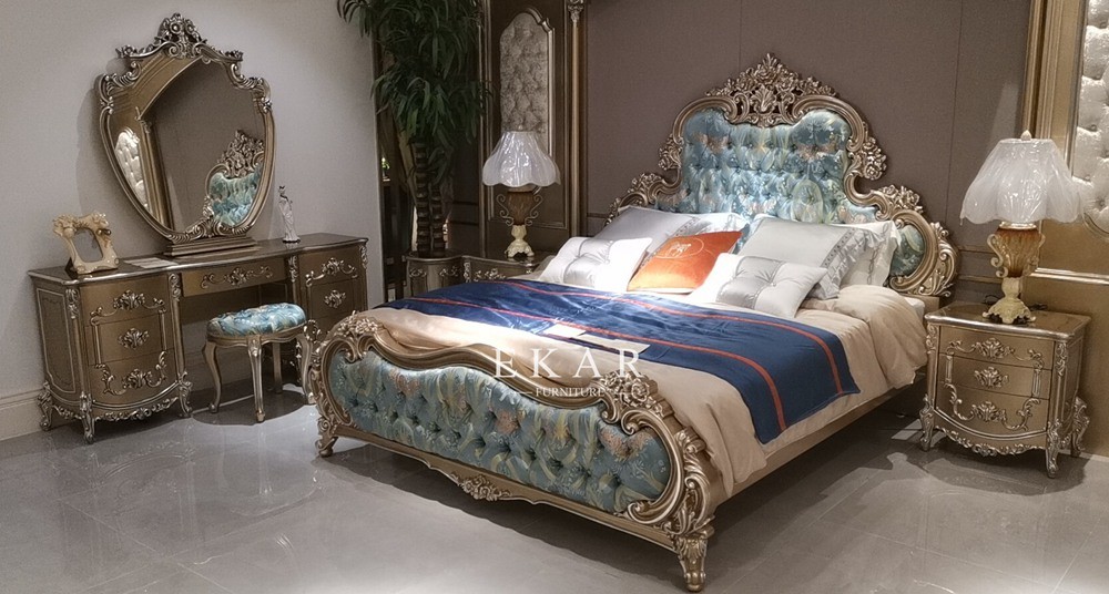 Carved King Size Royal Luxury Design Wooden Bed