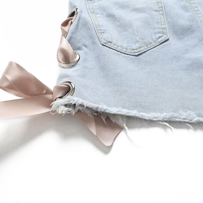 Manufactuer Customized Vintage Distressed Woman Denim Shorts