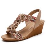 BS036 Sandals Women2020 Summer New Sandals Casual Fashion Word Belt Mid-Slope