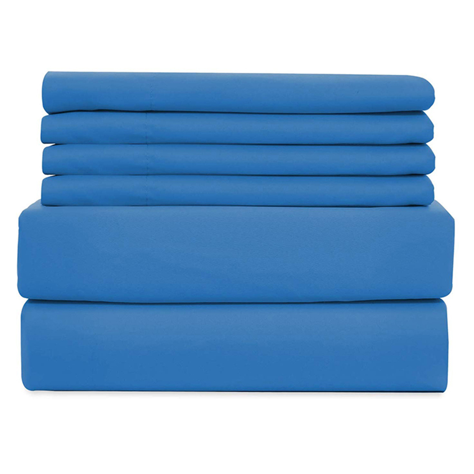 Wrinkle Resistant T1800 Microfiber Dyed Sheet Set 6 Pieces Non-Filling 1.5-2 Kg
