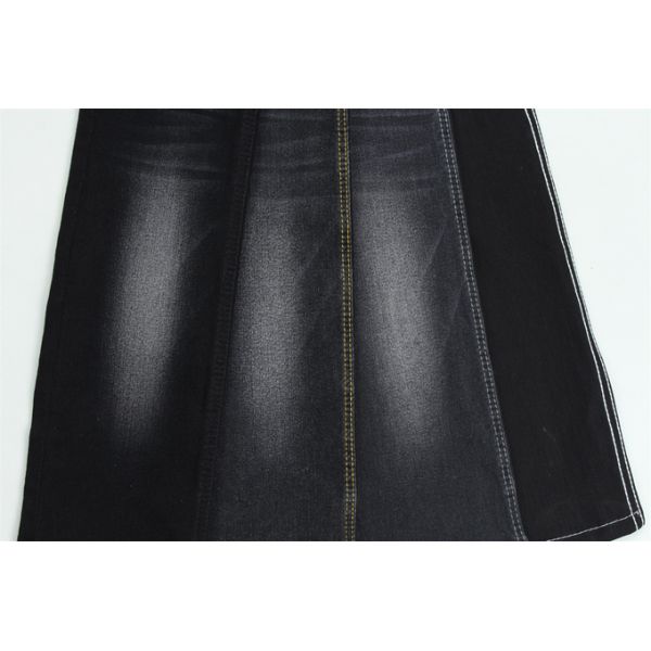 Full Lycra Satin Weave Black Black High Stretch Denim Fabric